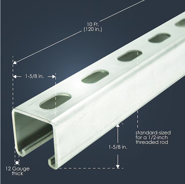 Electrical Strut 12 Gauge 10' Length